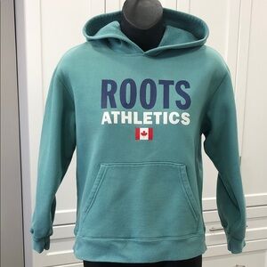 🦫Roots Athletics Hooded Sweatshirt – Pale Teal – Size L (Youth Large)